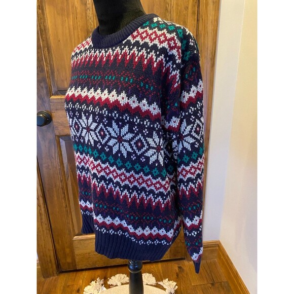 Vintage Steep Slope Ski Sweater Crew Neck Winter Snowflake Pattern Size Medium - Picture 3 of 10